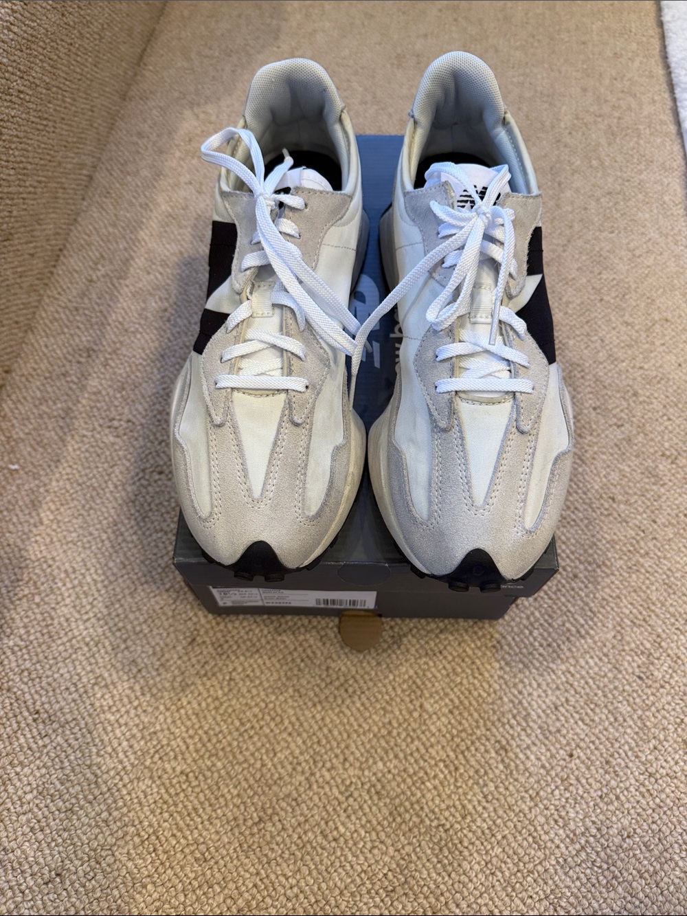New Balance White and Black Classic Low-Profile Sneakers